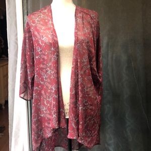 Lularoe Paisley Kimono Medium burgundy’s sheer